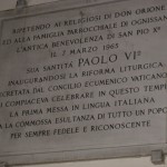 Targa che ricorda la visita di Papa Paolo VI a Ognissanti